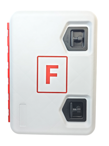 Daken Schlauchkasten PP rot/weiß F 685x500x500 mm inkl. Ständer